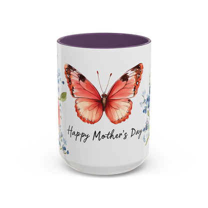 Mother's Day Butterfly Floral Coffee Mug – "Happy Mother's Day" Accent Mug