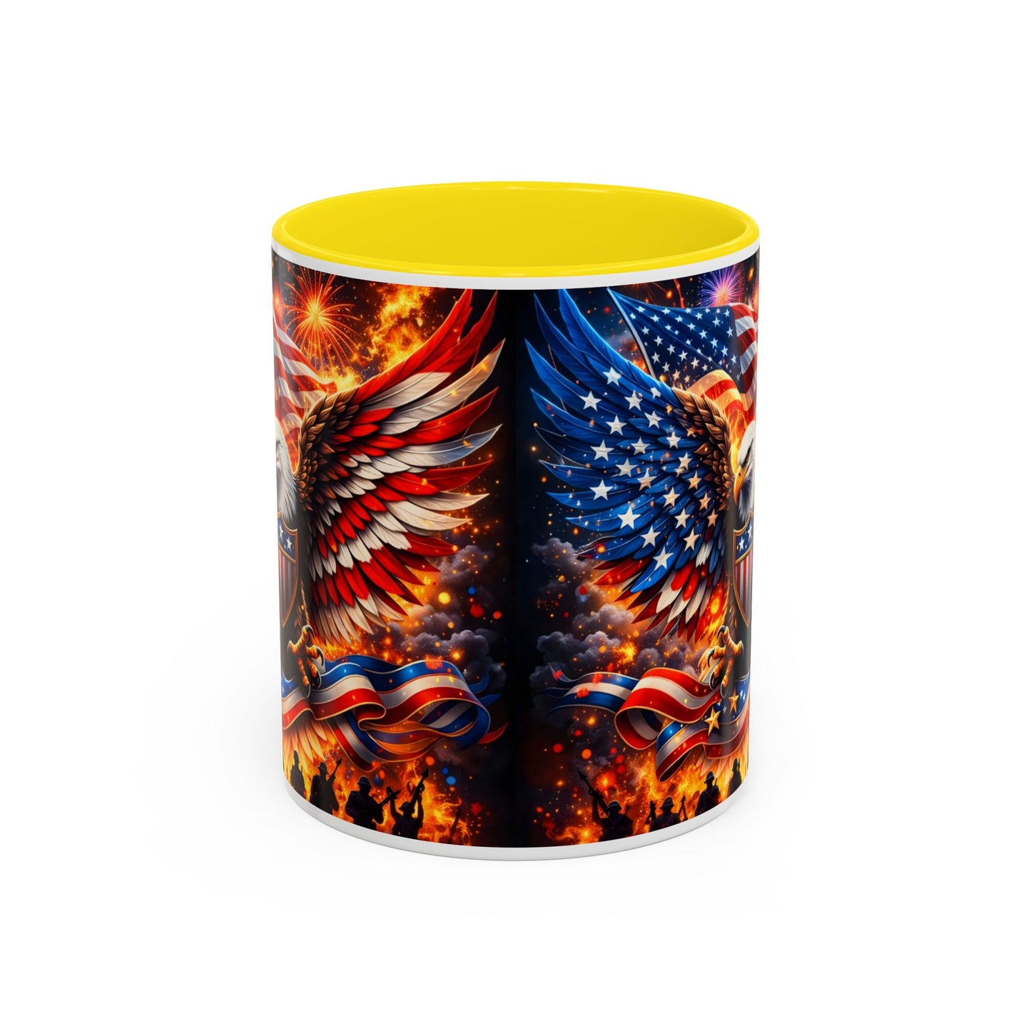 Patriotic Eagle Coffee Mug — American Flag Bald Eagle Accent Mug (11/15oz)