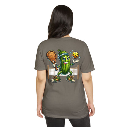 Pickleball Pickle T-Shirt — Cute Cartoon Pickle Playing Pickleball Tee