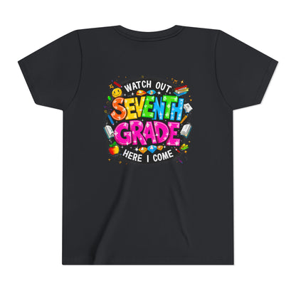 Seventh Grade Kids T-Shirt – “Watch Out Seventh Grade Here I Come” Back-to-School Tee