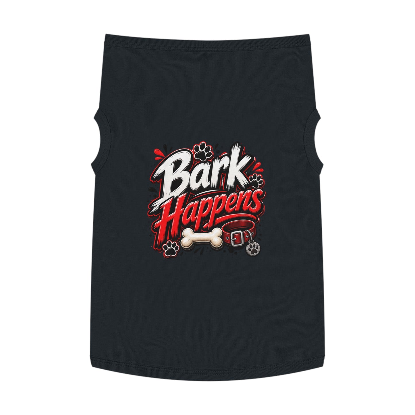 Bark Happens Pet Tank Top – Funny Dog Shirt with Bone & Paw Graphic