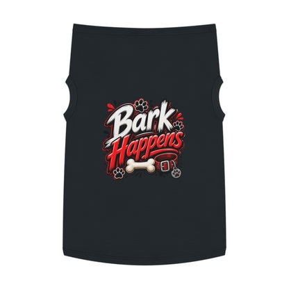 Bark Happens Pet Tank Top – Funny Dog Shirt with Bone & Paw Graphic