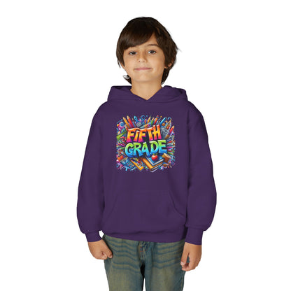 Fifth Grade Kids Hoodie - Colorful School Supplies Back-to-School Sweatshirt