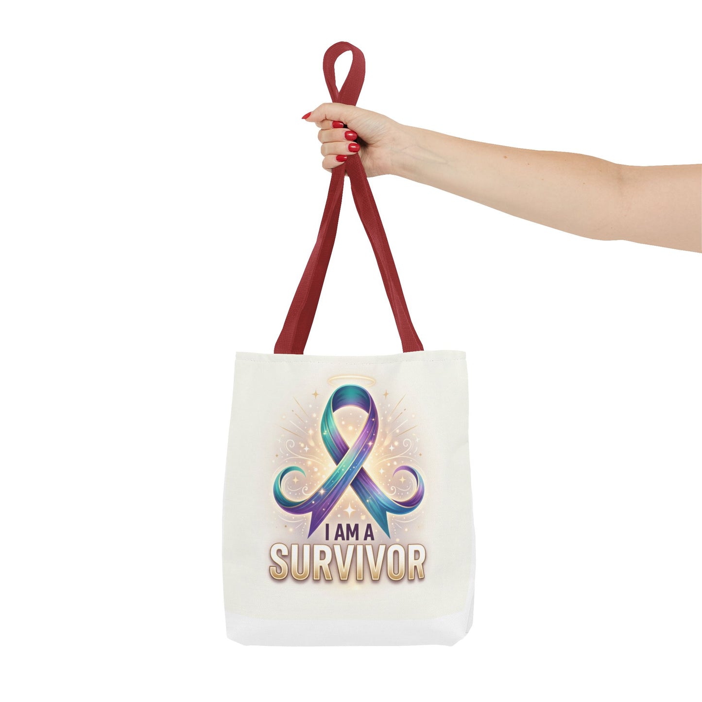 Survivor Ribbon Tote Bag - "I Am a Survivor" Awareness Reusable Shopper
