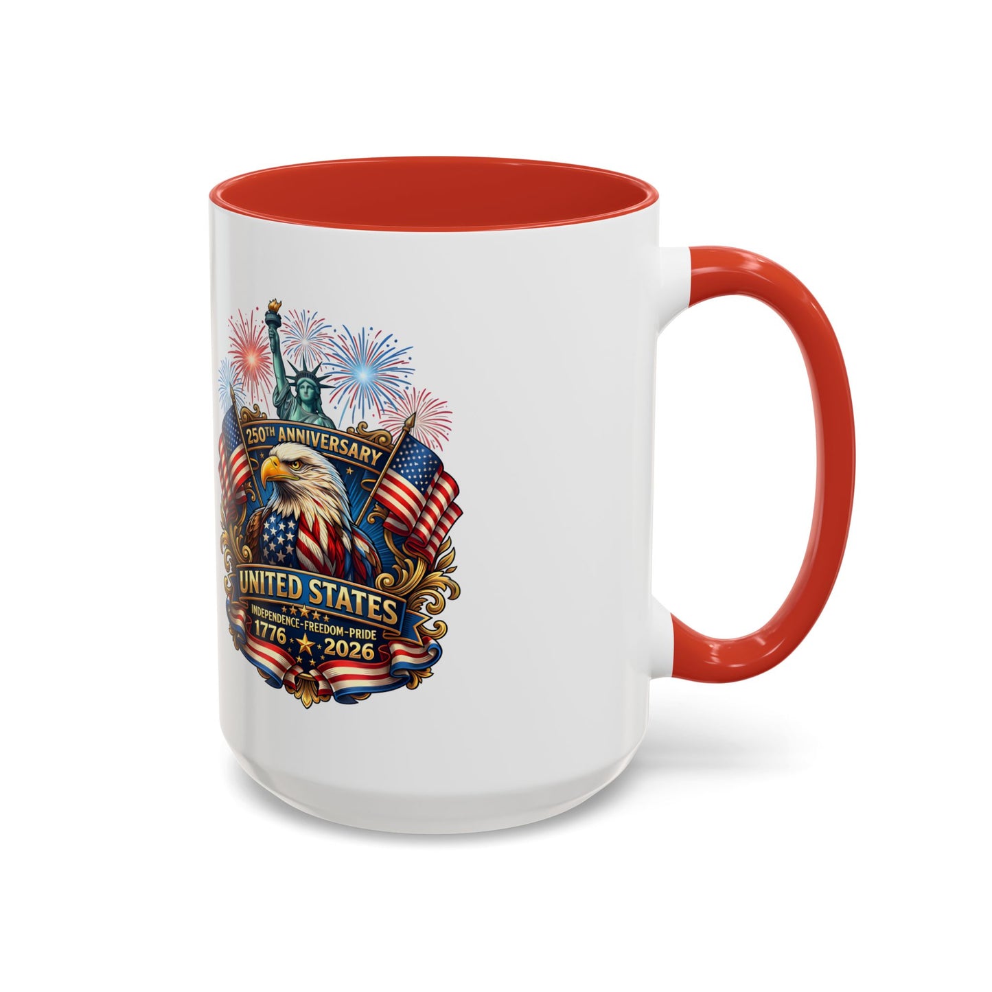 Patriotic Coffee Mug — United States 250th Anniversary Eagle & Fireworks (11/15oz)
