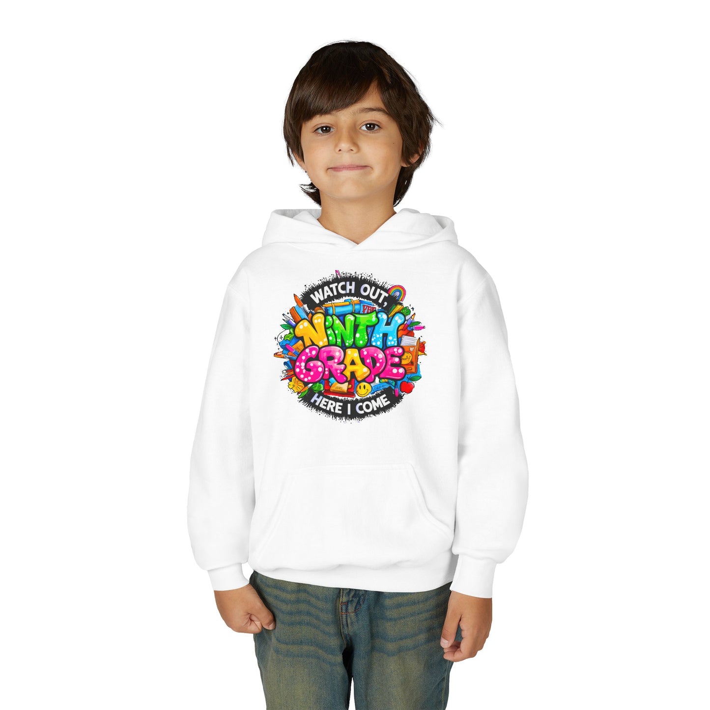 Kids' 4th Grade Hoodie – "Watch Out 4th Grade Here I Come" Colorful Back-to-School Sweatshirt