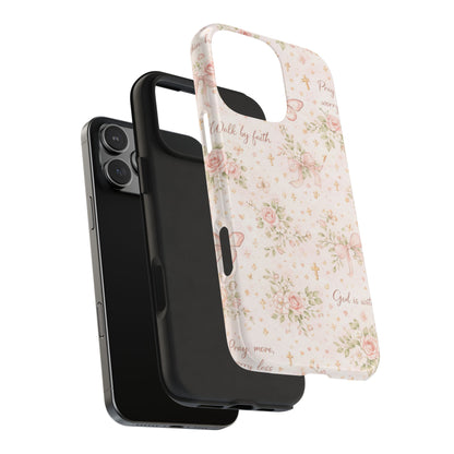 Walk By Faith Phone Case | Christian Floral iPhone Case