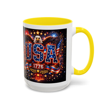 USA Eagle Coffee Mug – Patriotic 1776 Accent Mug (11/15oz)
