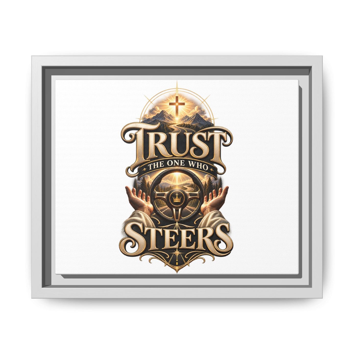 Trust He Guides Framed Canvas — Christian Inspirational Wall Art