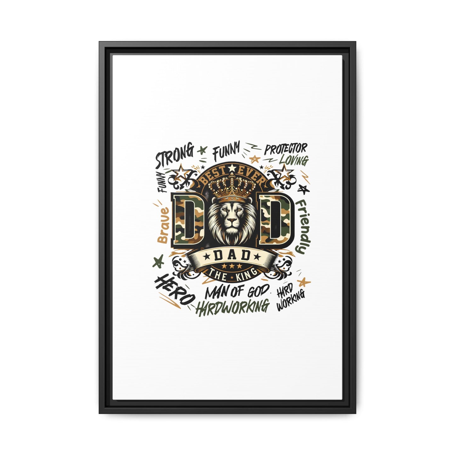 Framed Matte Canvas 'Best Ever DAD' Wall Art – Lion King Design, Father’s Day Gift