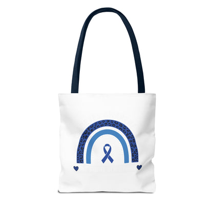 Blue Awareness Ribbon Rainbow Tote Bag – Support & Hope Everyday Tote