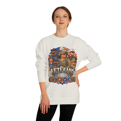 Veterans Tribute Sweatshirt — Patriotic Military Emblems & Eagle Crewneck