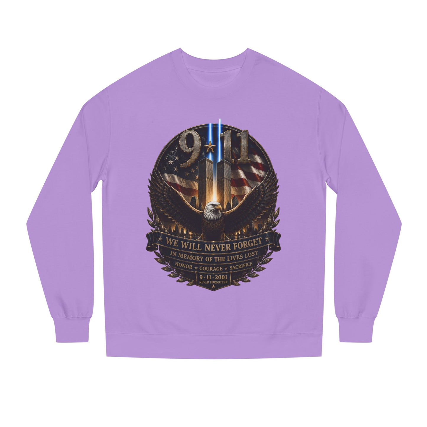 9/11 Memorial Sweatshirt — We Will Never Forget Tribute Crewneck