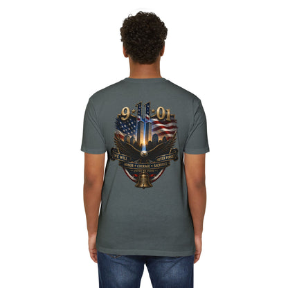 9/11 Memorial T-Shirt — We Will Never Forget American Tribute Tee