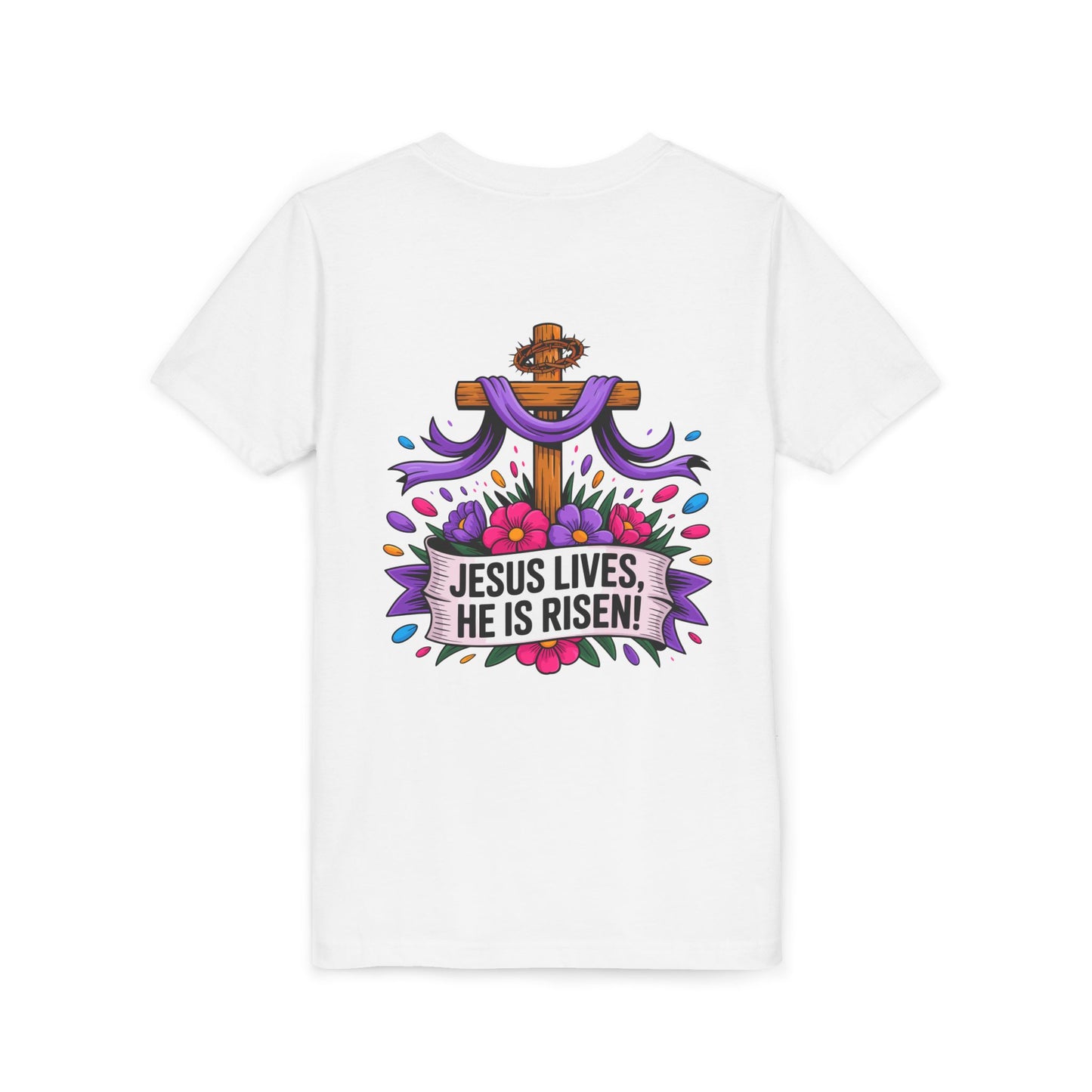 Youth Tee — "Jesus Lives, He Is Risen!" Easter Christian Tee