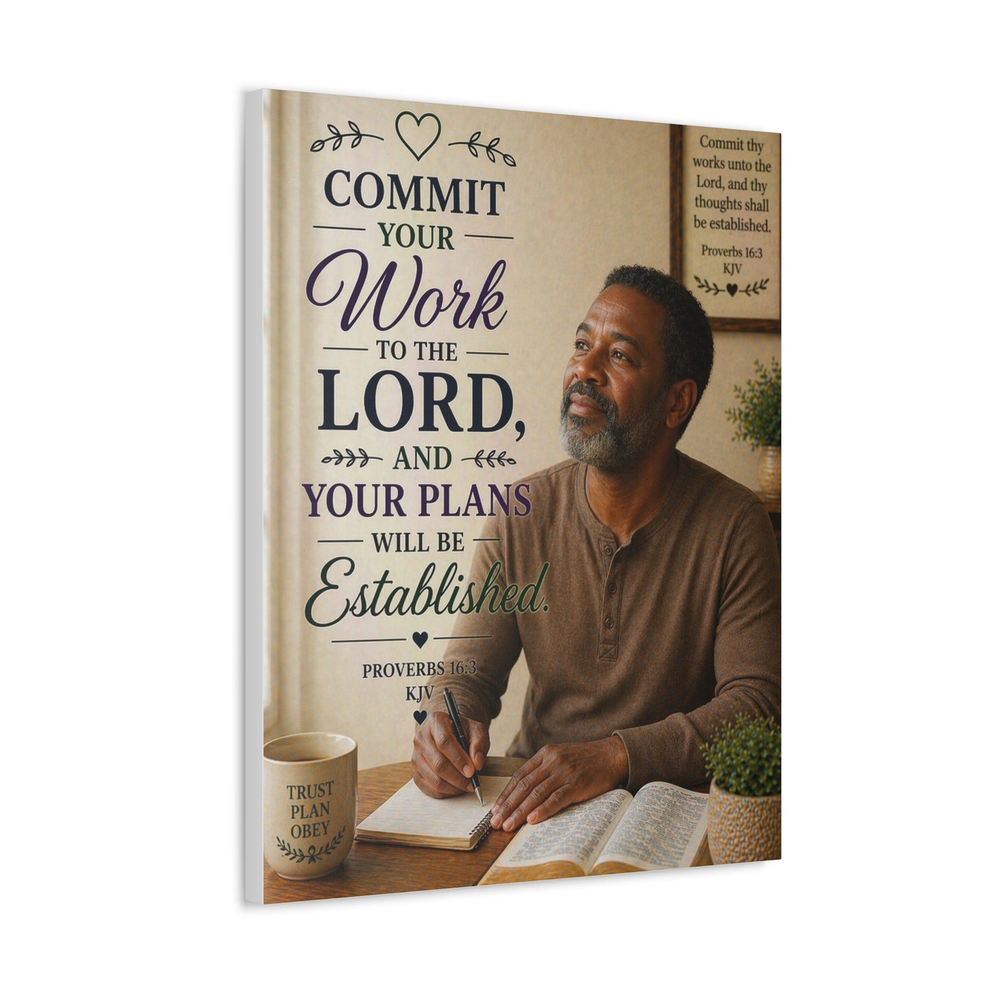 Inspirational Scripture Canvas — "Commit Your Work to the Lord" Wall Art