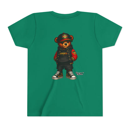 Kids Teddy Bear Streetwear Tee — 'Strength' Graphic Youth T-Shirt