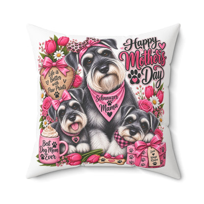 Happy Mother’s Day Schnauzer Pillow – Best Dog Mom Decorative Throw Pillow