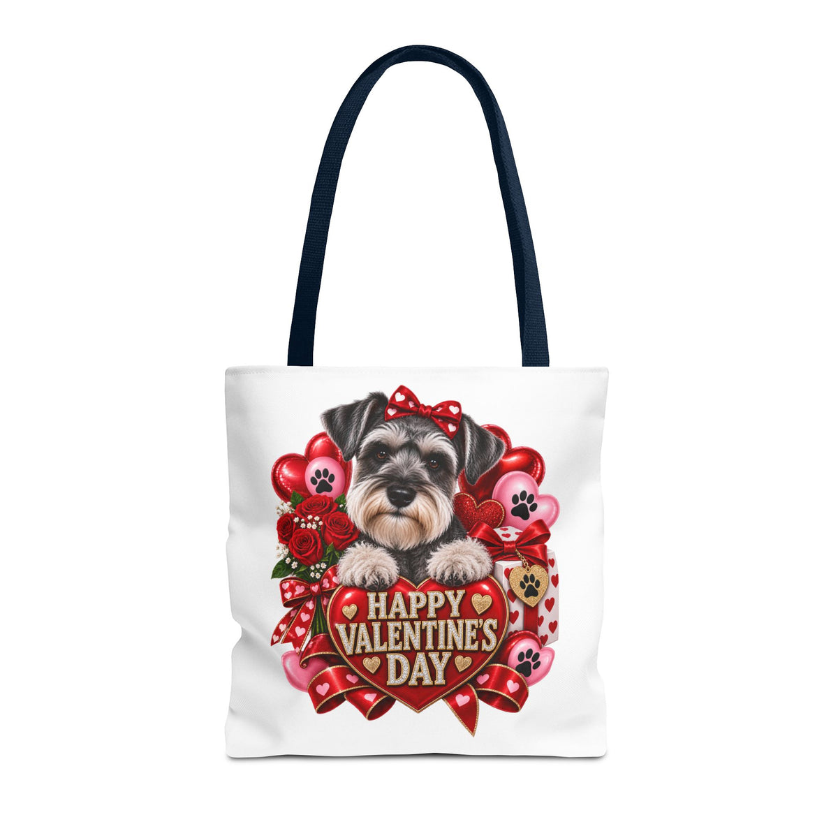 Valentine's Day Dog Tote Bag — Happy Valentine's Day Schnauzer Heart Design
