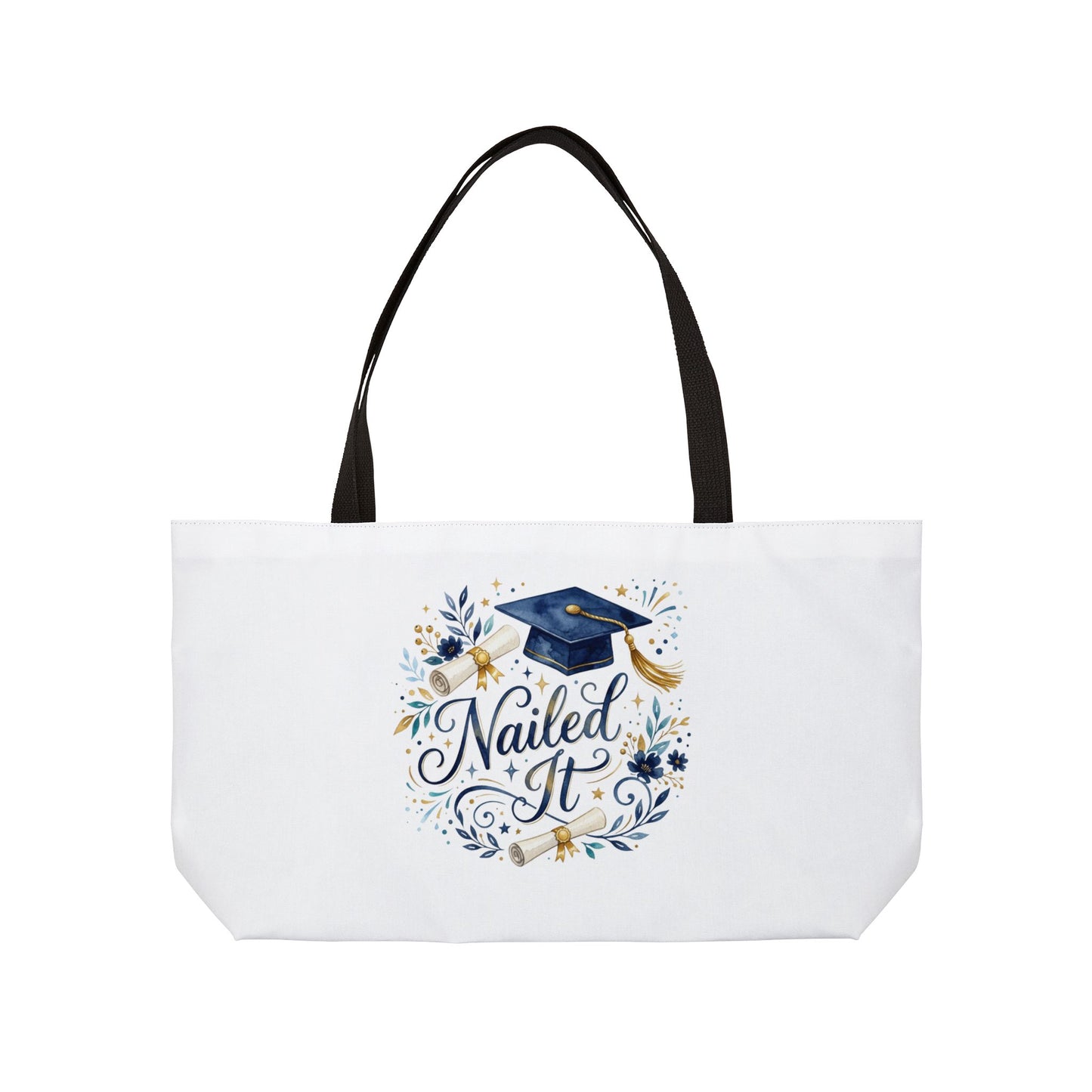 Graduation Weekender Tote Bag - "Nailed It" Cap & Confetti Design