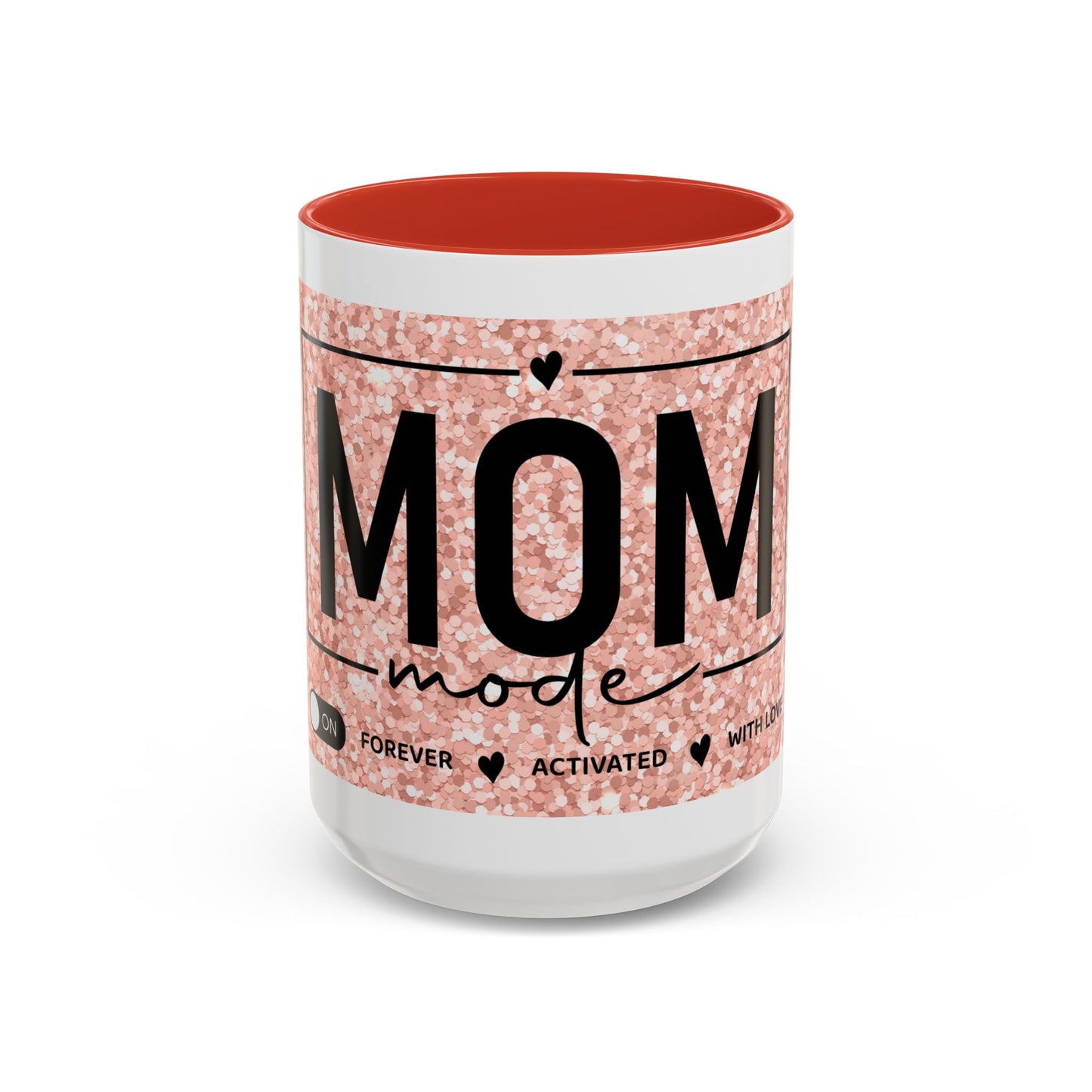Mom Mode Glitter Accent Coffee Mug – 'Mom Mode' Rose Gold Sparkle (11/15oz)
