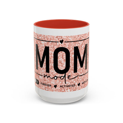 Mom Mode Glitter Accent Coffee Mug – 'Mom Mode' Rose Gold Sparkle (11/15oz)