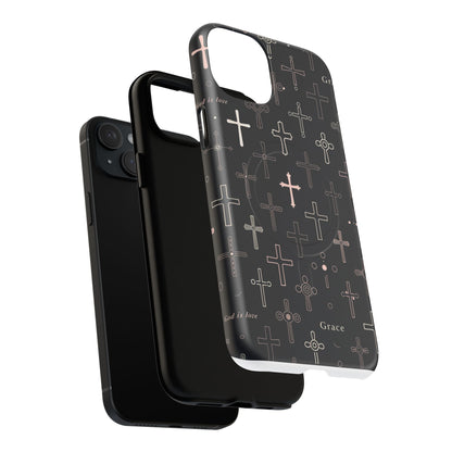 Magnetic Phone Case — Black Crosses "Grace" Protective Cover