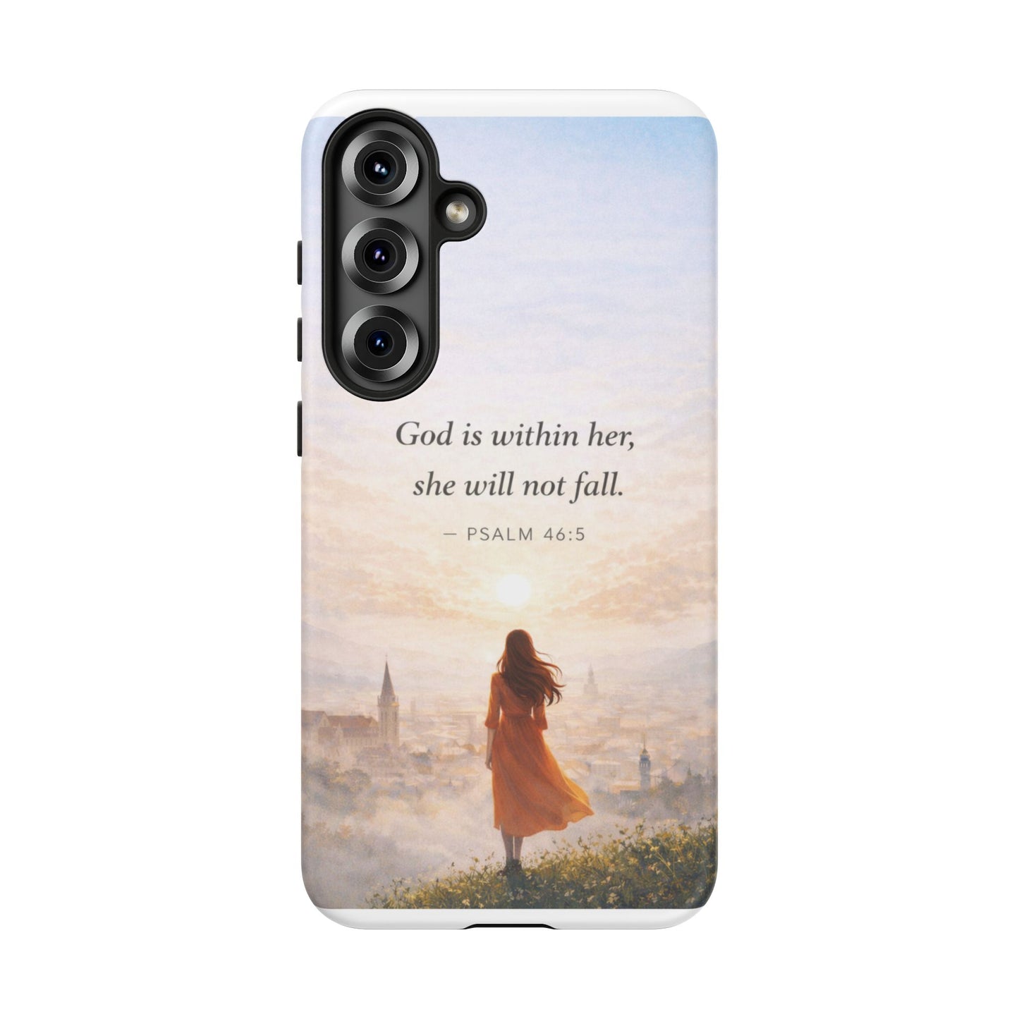 Inspirational Psalm 46:5 Phone Case — 'God is within her, she will not fall' Christian Phone Cover