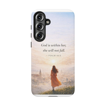Inspirational Psalm 46:5 Phone Case — 'God is within her, she will not fall' Christian Phone Cover
