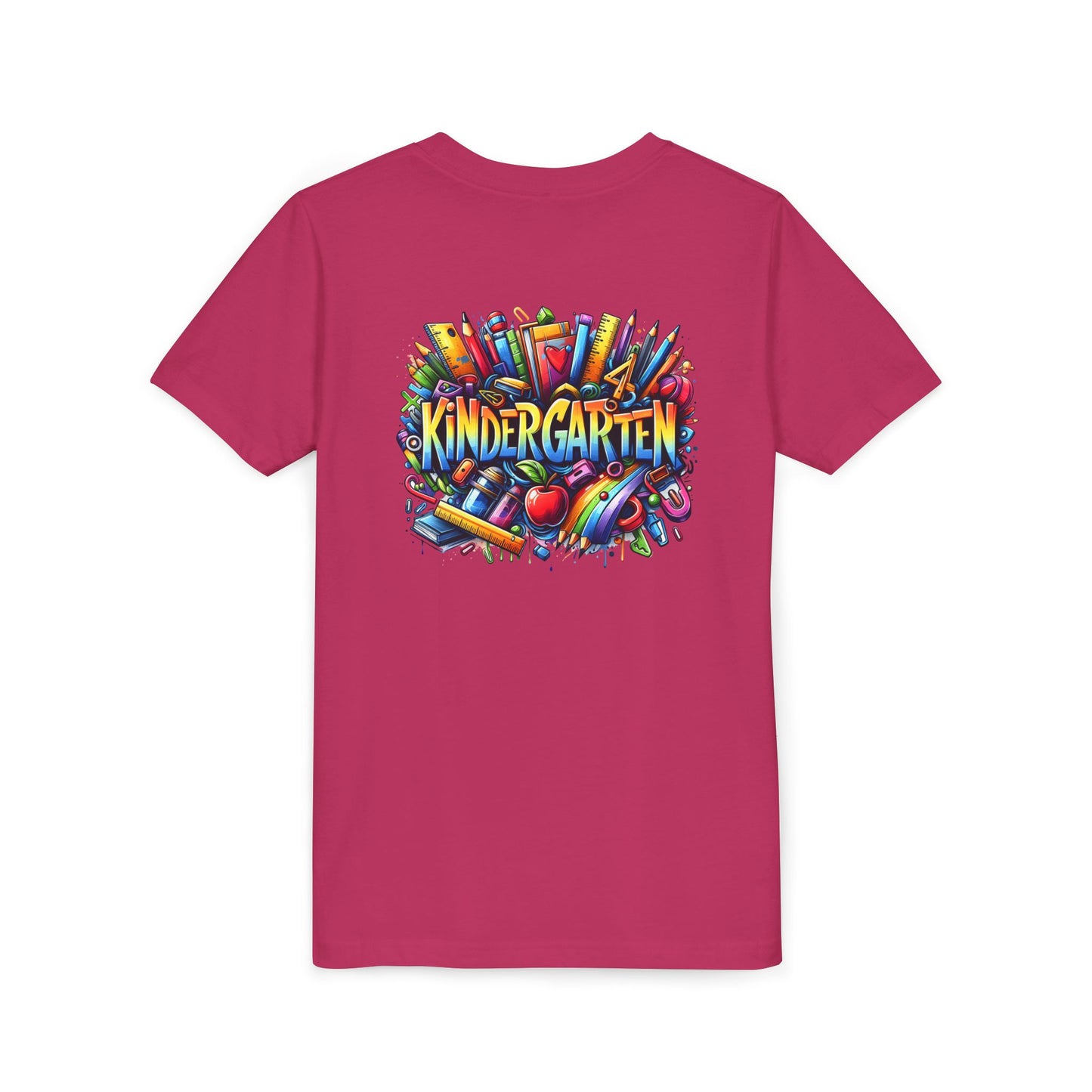 Kindergarten Colorful School Supplies Youth Tee — Back-to-School Kids T-Shirt