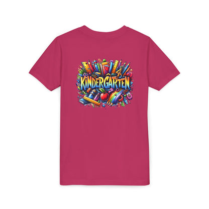 Kindergarten Colorful School Supplies Youth Tee — Back-to-School Kids T-Shirt