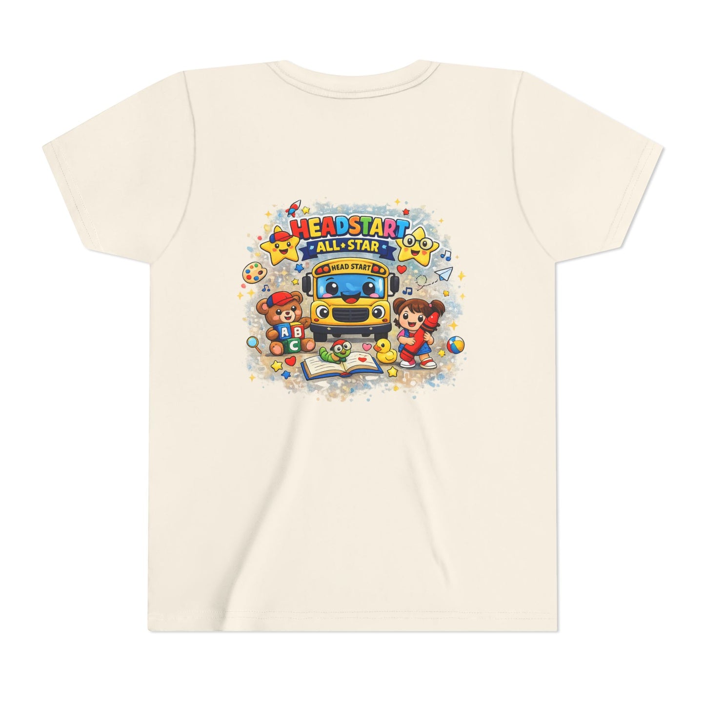 Youth Tee — "Headstart All-Star" Cute School Bus & Characters Back-to-School Shirt