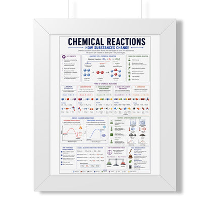 Chemical Reactions Poster — Framed Educational Chemistry Wall Art