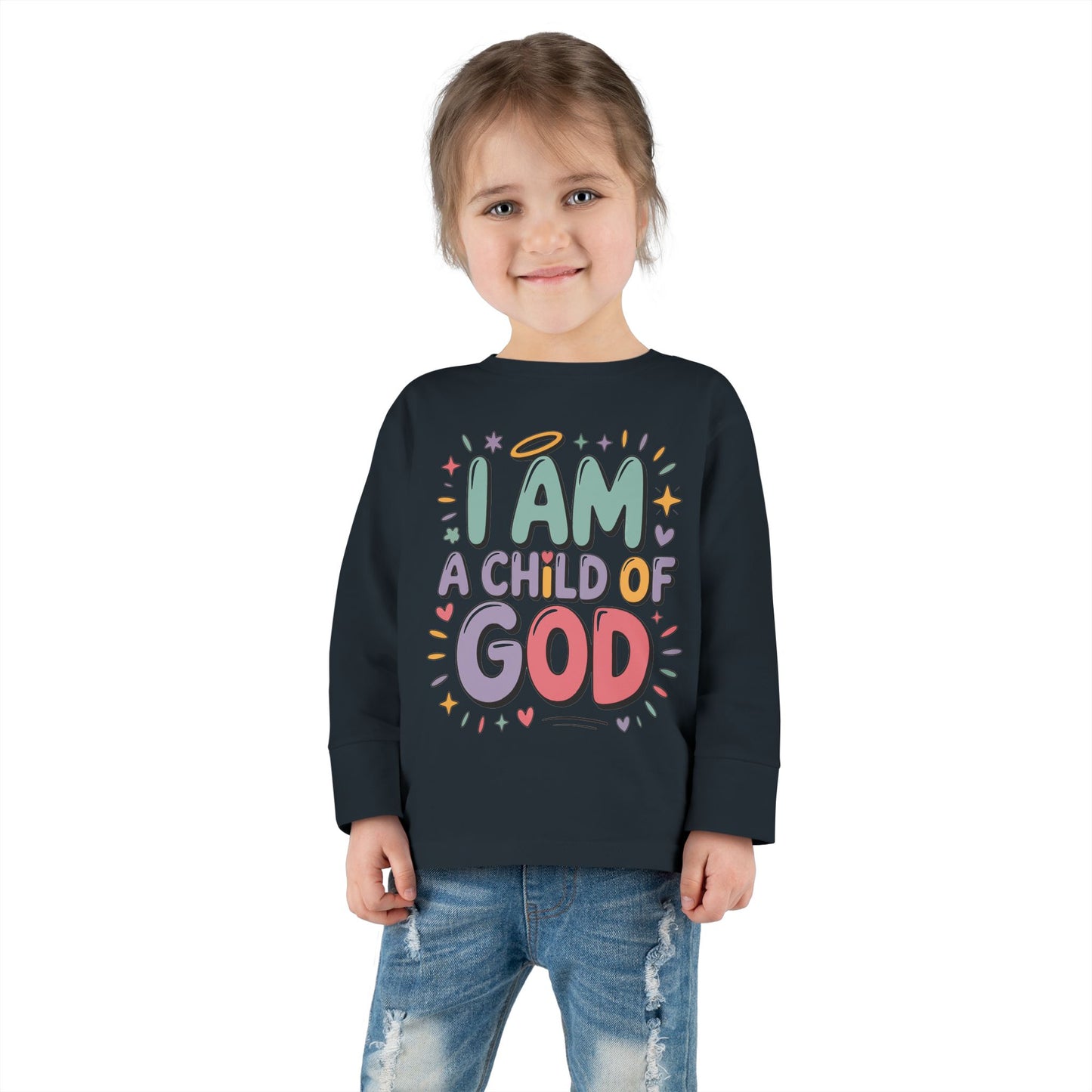 I Am a Child of God Toddler Long Sleeve Tee — Cute Christian Kids Shirt