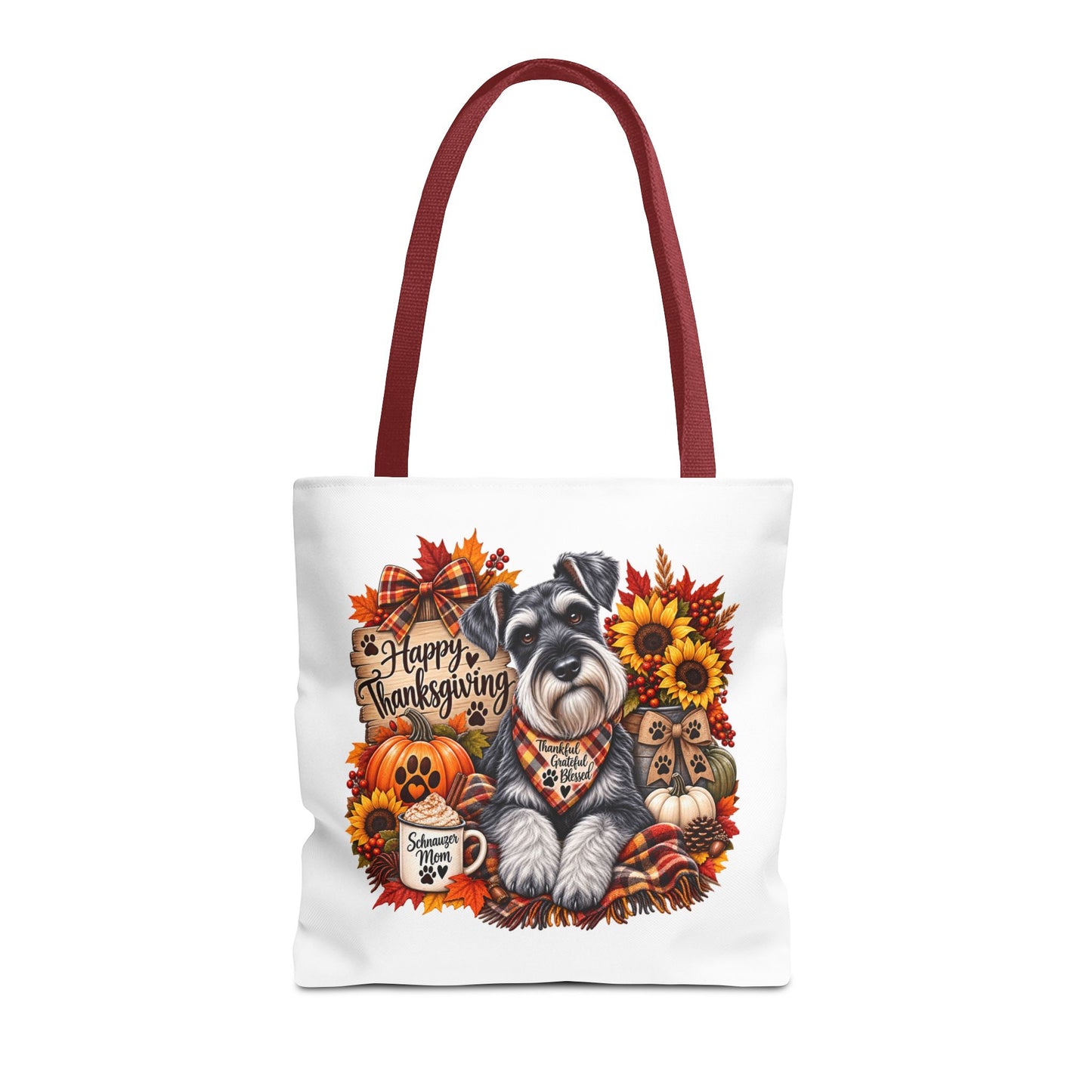 Thanksgiving Schnauzer Tote Bag — Happy Thanksgiving Fall Harvest Design