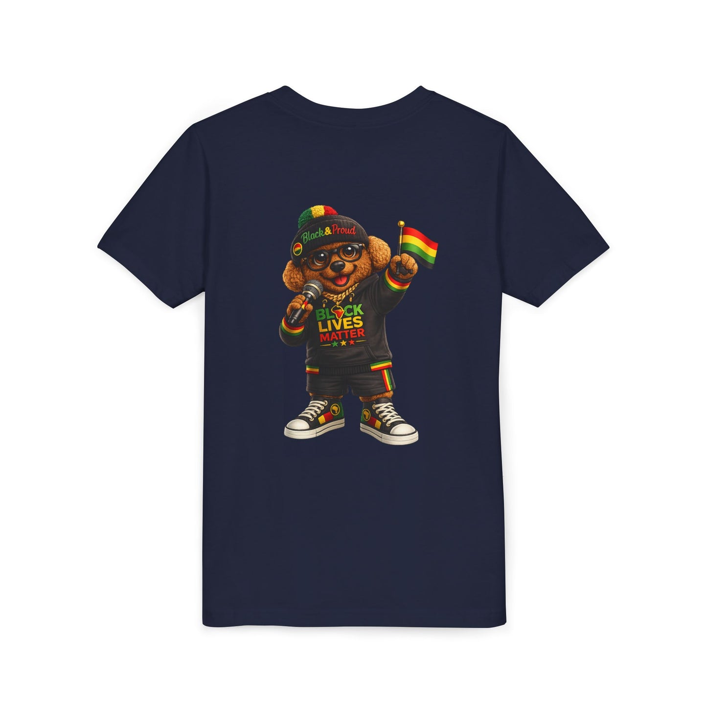 Youth Tee — Kid Bear Black Lives Matter Rasta Flag Shirt