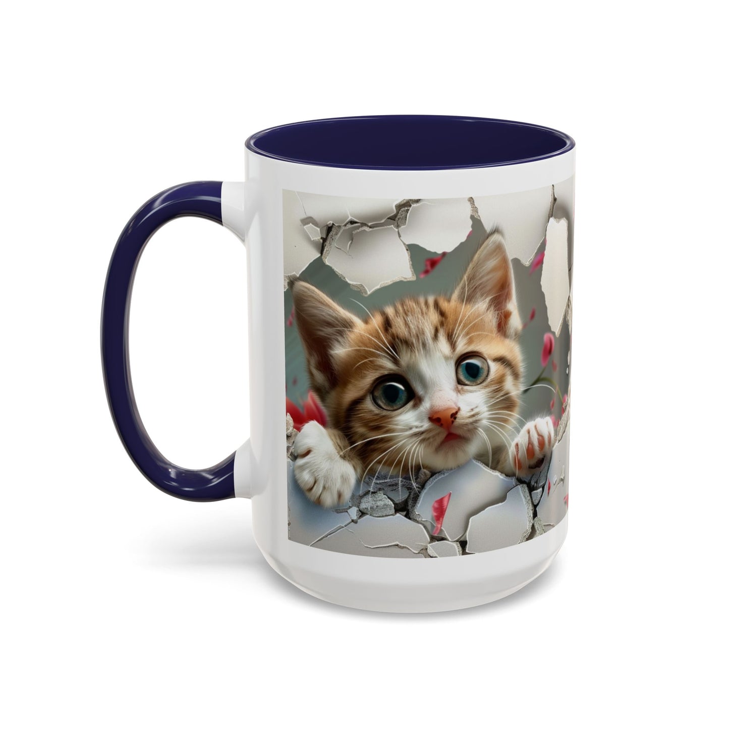 Kitten Peek Accent Coffee Mug — Cute Cat Peekhole Design (11/15 oz)