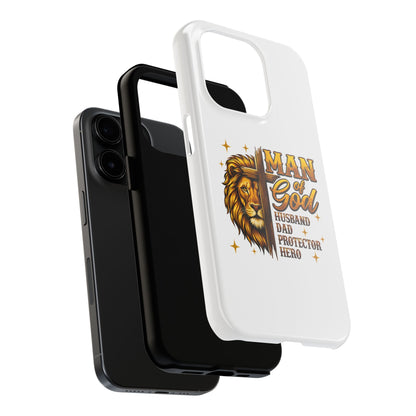 Man of God Lion Phone Case — ‘Man of God’ Christian Protector Dad Gift