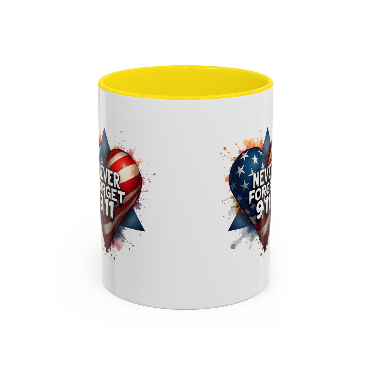 Never Forget 9/11 Heart Accent Coffee Mug – Patriotic Memorial 11/15oz