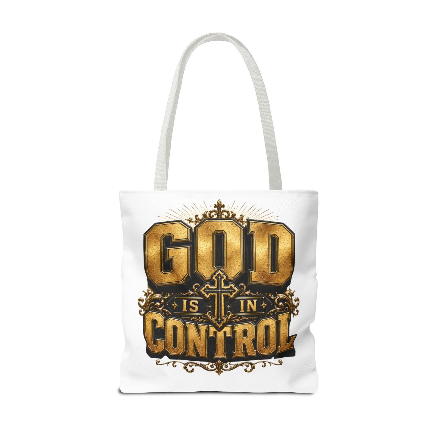 God Is in Control Tote Bag — Faith-Inspired Christian Tote for Church, Gifts & Everyday Use