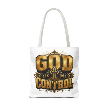 God Is in Control Tote Bag — Faith-Inspired Christian Tote for Church, Gifts & Everyday Use
