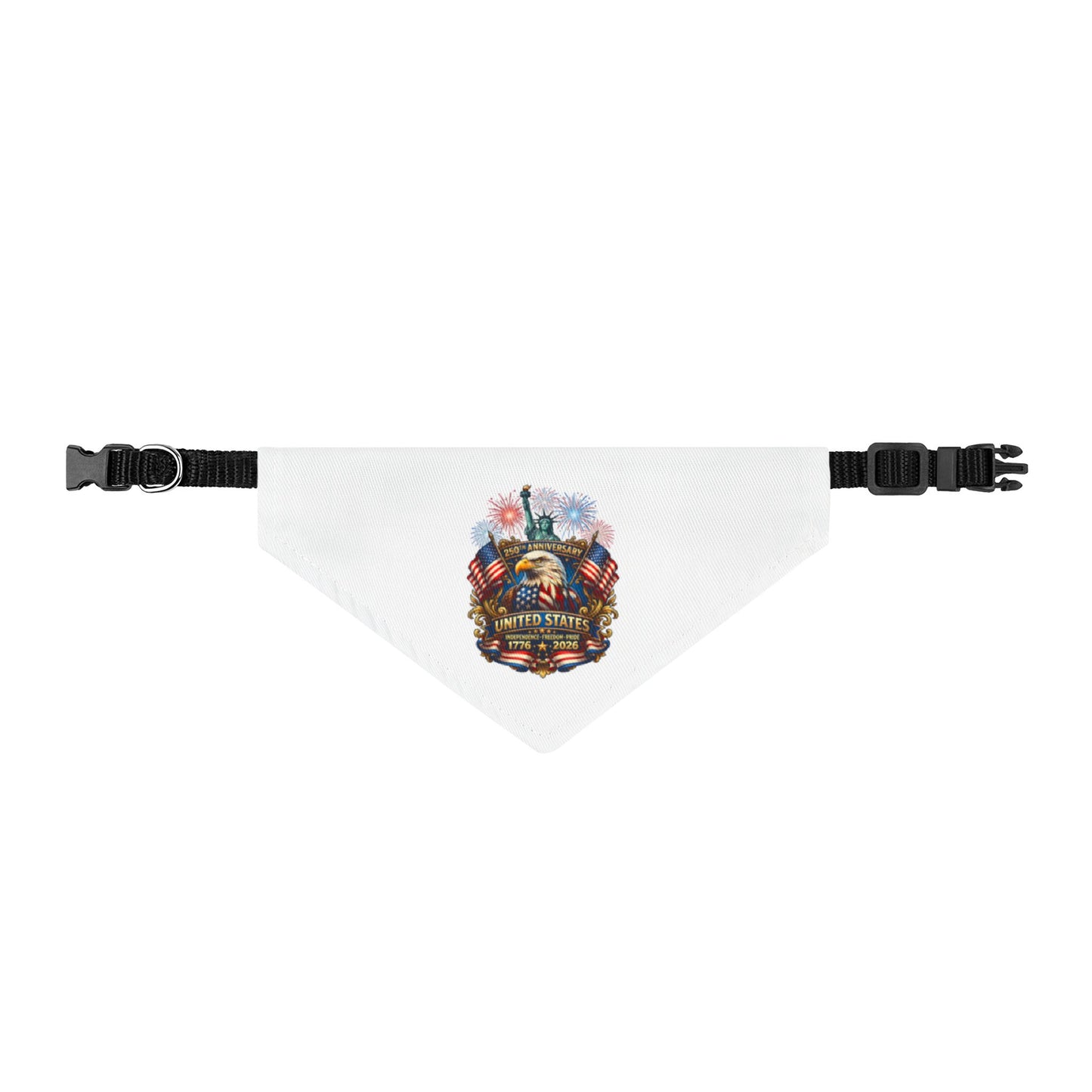 Patriotic Skull Clip-On Pet Bandana – USA Flag & Fireworks Dog Collar Accessory