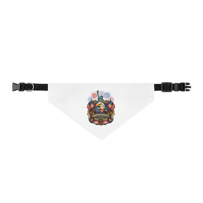 Patriotic Skull Clip-On Pet Bandana – USA Flag & Fireworks Dog Collar Accessory