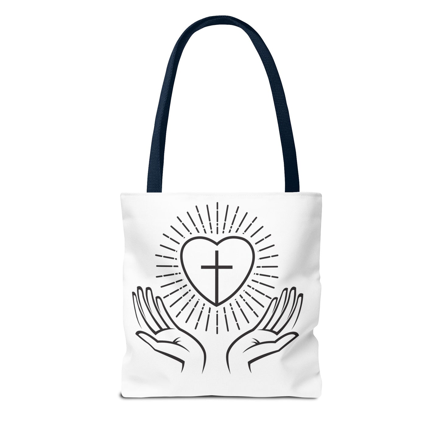 Christian Prayer Tote Bag — Heart & Cross Design