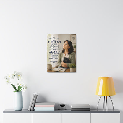 Peace of God Canvas Wall Art — Philippians 4:7 Scripture Print