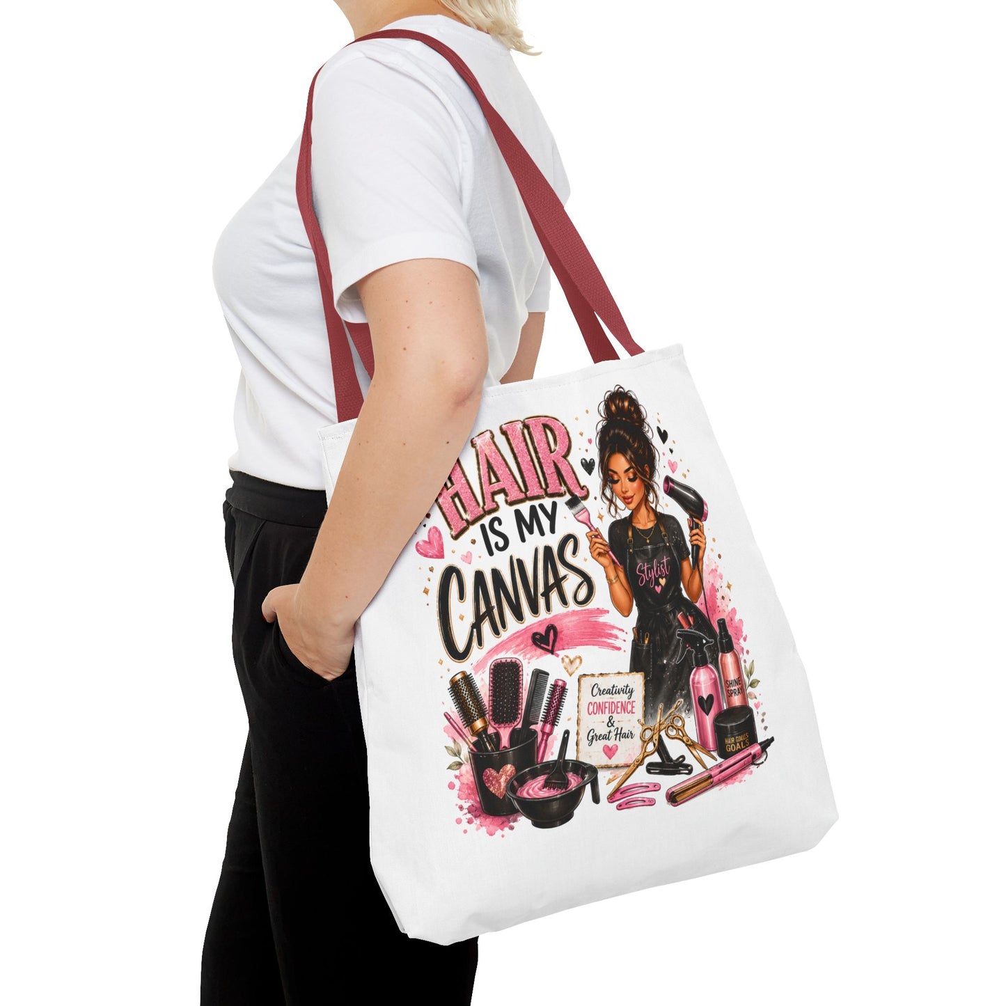 Hair Is My Canvas Tote Bag — Stylist Makeup Artist Cosmetic Accessories Tote