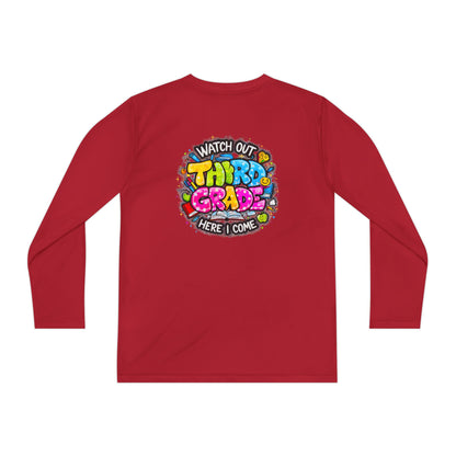 Youth Long Sleeve Tee — "Watch Out Third Grade Here I Come" Back-to-School Shirt