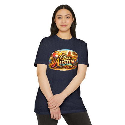 I Love Austin Graphic T-Shirt — Vintage Texas Cityscape Tee