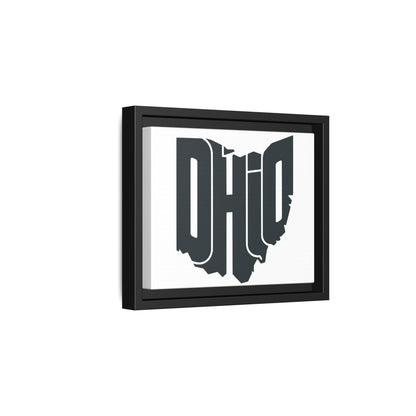 Ohio State Shape Matte Canvas Wall Art — Framed Modern State Typography Print