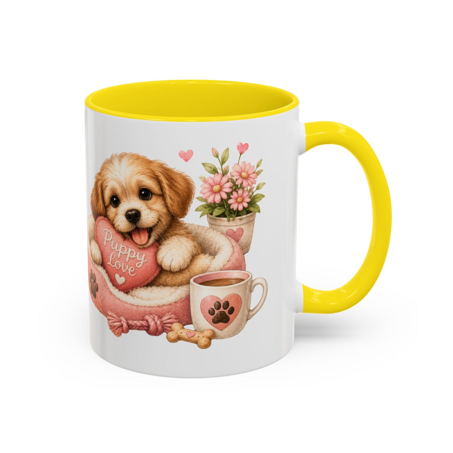 Puppy Love Coffee Mug — Cute Dog Heart Accent Mug (11/15oz)